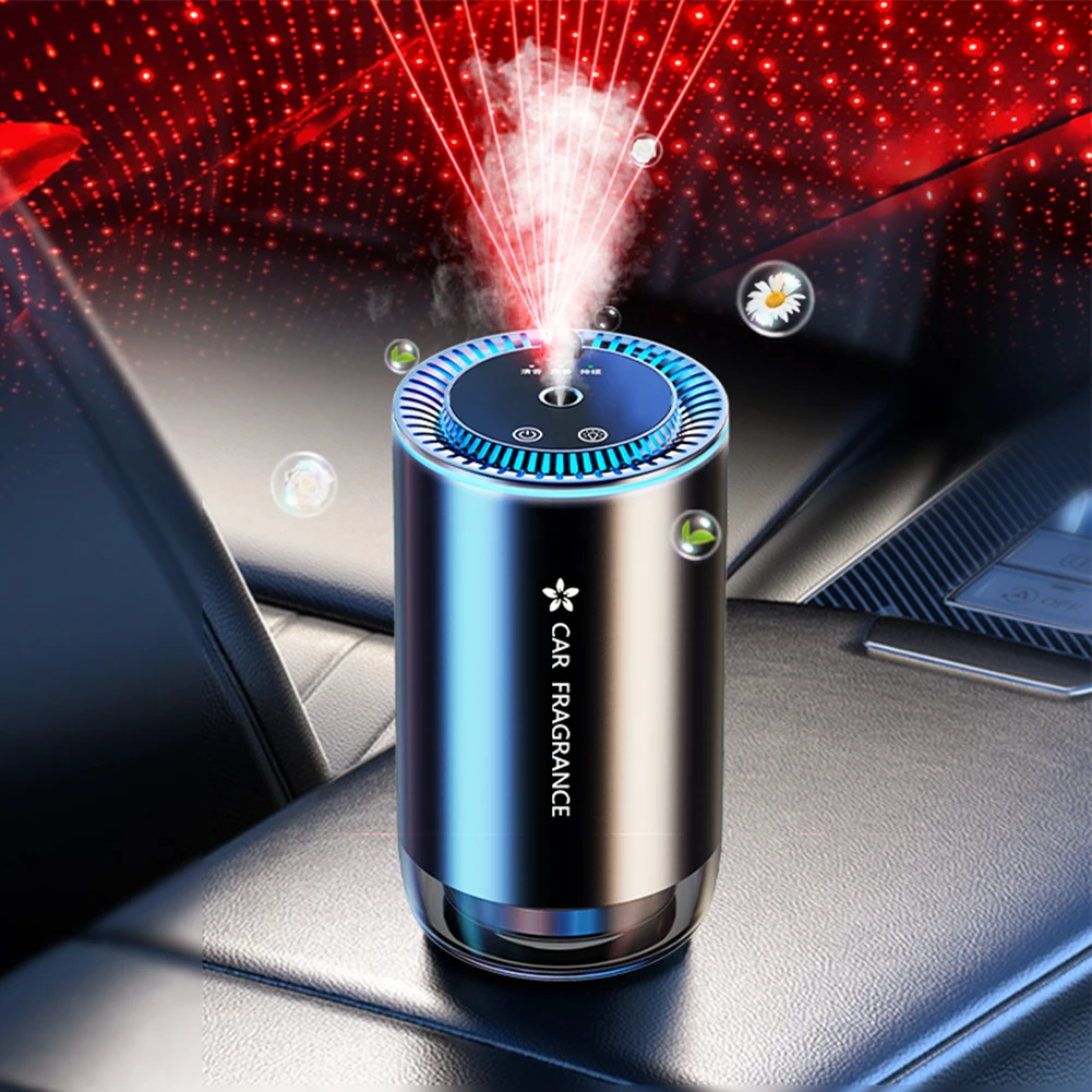 Car Perfume Air Diffuser Car Atmosphere Soothing Light Feature Aluminium Alloy+PC Material Auto ON/OFF Function