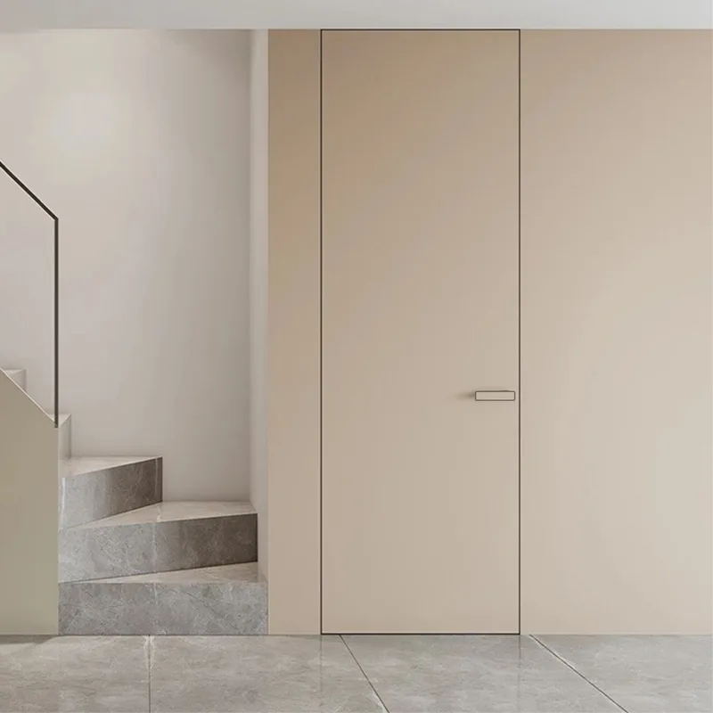 Invisible   Frameless  Narrow edge aluminum wood casement solid wood interior  Micro cement set   Bedroom secret  Soundproofing