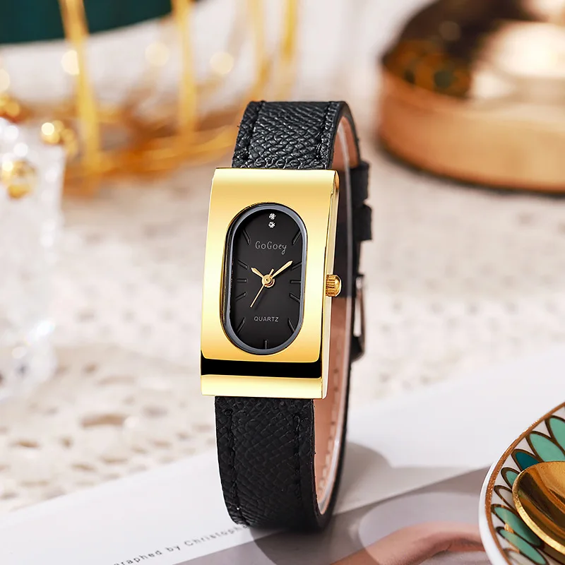 새로운 브랜드 여성 시계 패션 직사각형 다이얼 쿼츠 시계 간단한 가죽 스트랩 럭셔리 숙녀 선물 손목 시계 Dropshipping