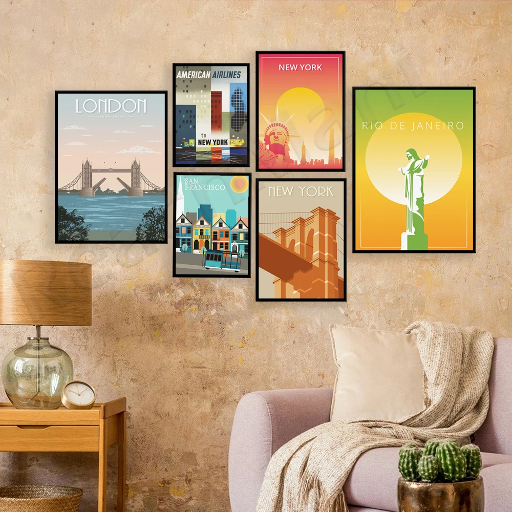 Reykjavik Iceland, Florence, London, New York, Rome Italy, San Francisco, Japan, Rio Brazil travel poster, travel poster
