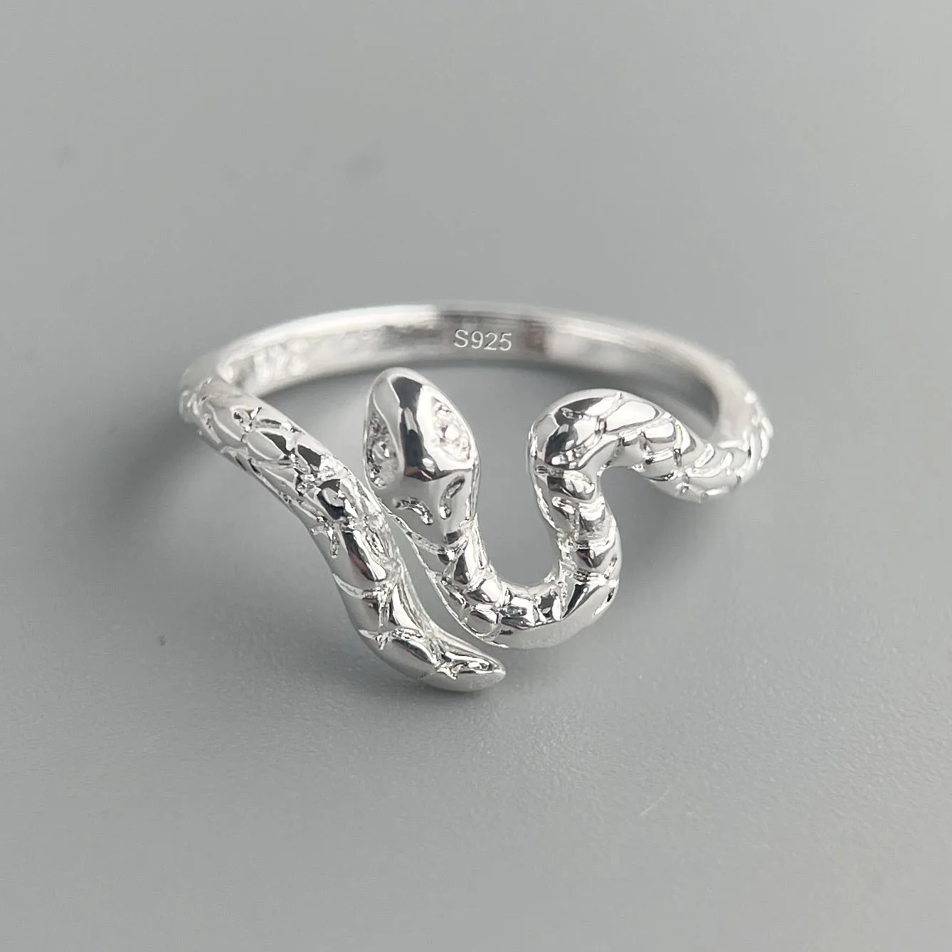 BF CLUB 925 فضة سلسلة الدائري للنساء مجوهرات فنجر مفتوح اليدوية بين الأفعى خواتم الحساسية ل هدية عيد ميلاد #4