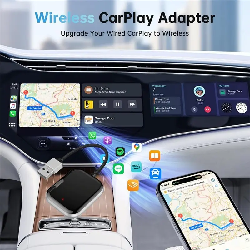 ABKN-محول Carplay اللاسلكي تلفزيون السيارة ميت سلكي إلى Carplay اللاسلكي اتصال فوري يناسب Carplay المدمج