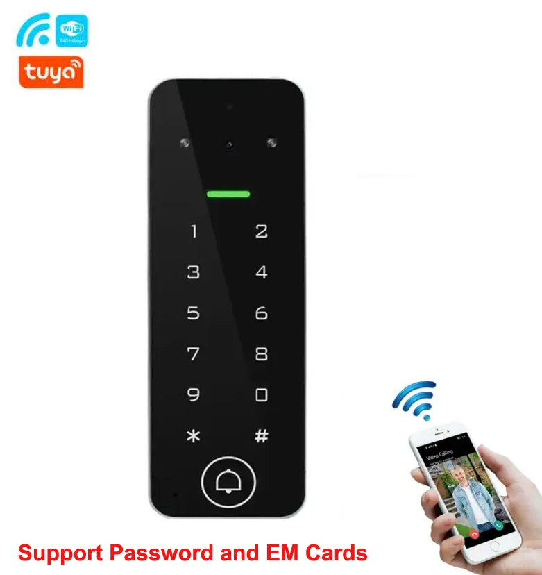 Tuya WIFI fingerprint keypad RFID controller Waterproof Video Intercom Wired Camera Door Entry System for Apartment/Villa