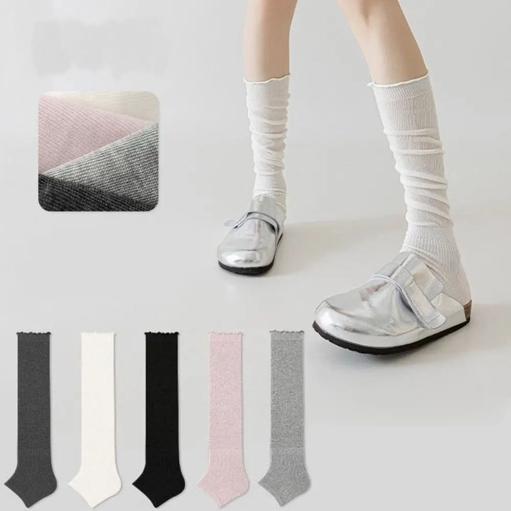 

3Pairs Ballet Style JK Calf Long Socks Ultra-Thin Solid Color Mid-tube Stocking Breathable Japanese Style Knee High Socks Spring