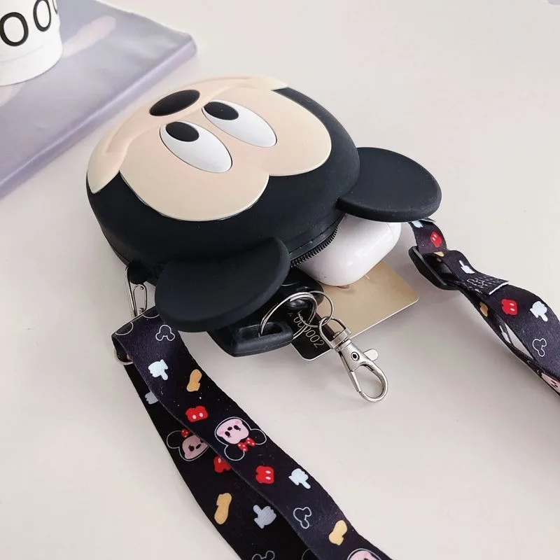 Disney Girls ใหม่กระเป๋าสะพายการ์ตูน Mickey Mouse Crossbody ซิลิโคนน่ารักอเนกประสงค์ของขวัญวันเกิดของเล่นสําหรับผู้ชายและผู้หญิง