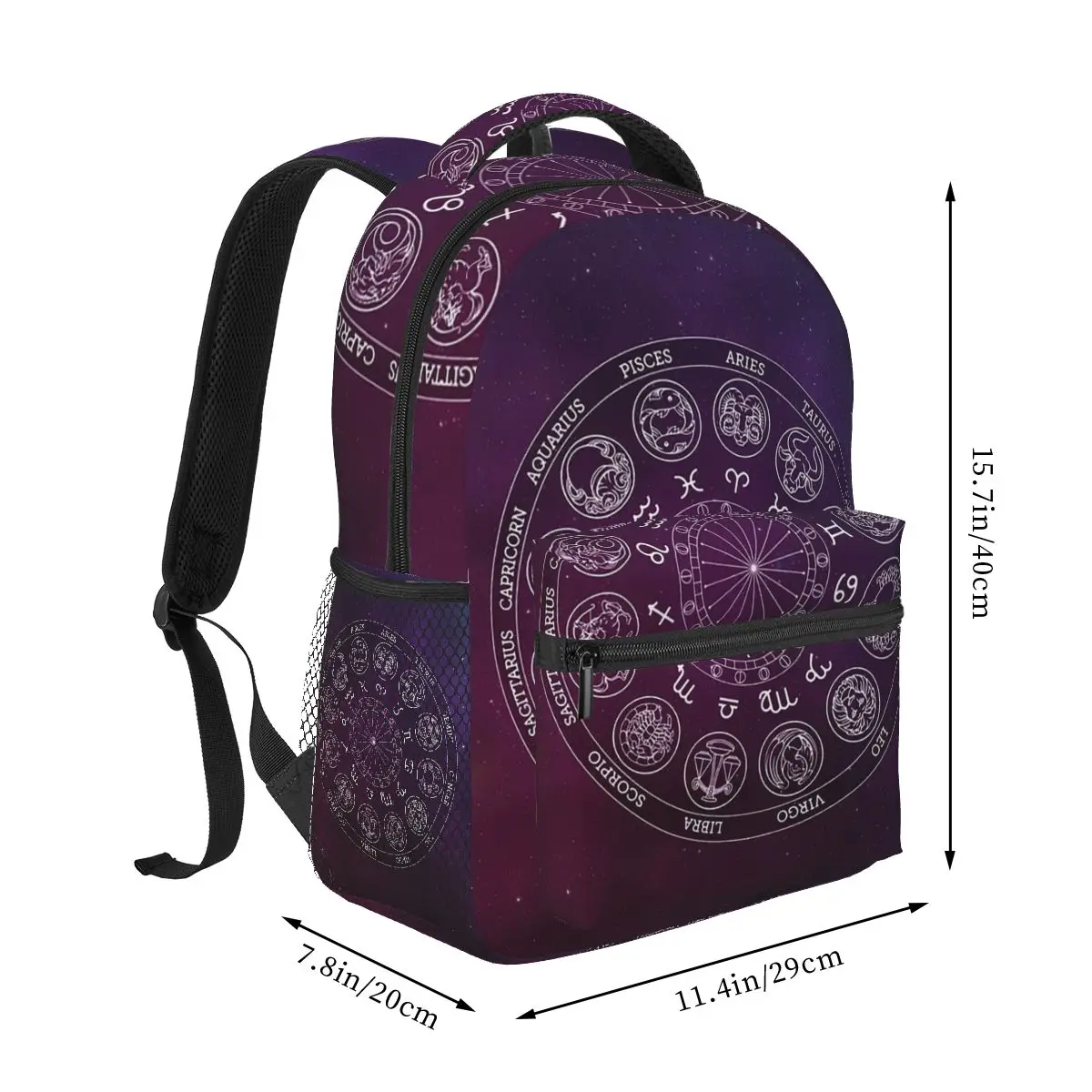 Zodiac Wheel Space Purple Backpacks Boys Girls Bookbag Students School Bags Cartoon Laptop Rucksack Shoulder Bag Large Capacity