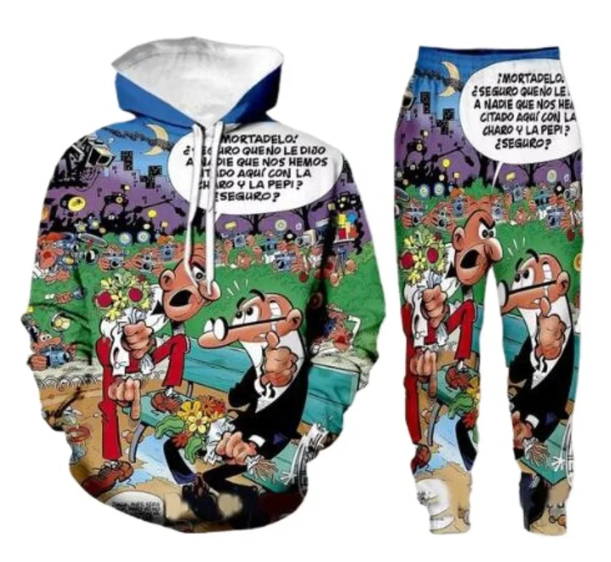

New Men/Womens Mortadelo y Filemon Funny 3D Print Fashion Tracksuits Crewneck Hoodie Joggers Pants + Hoodies