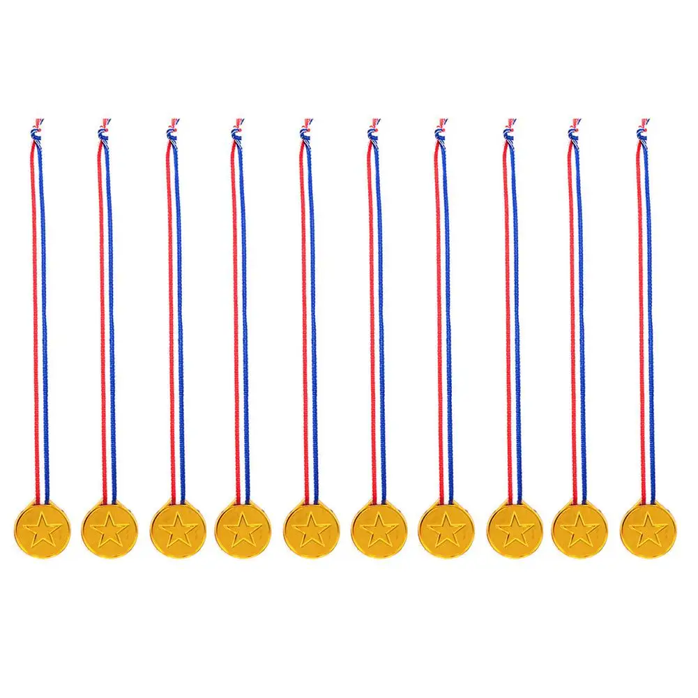 10pcs Gold Silver Bronze Award Medal with Neck Ribbon 1st Prize Medal Winner Medal Adults Kids Outdoor Souvenir