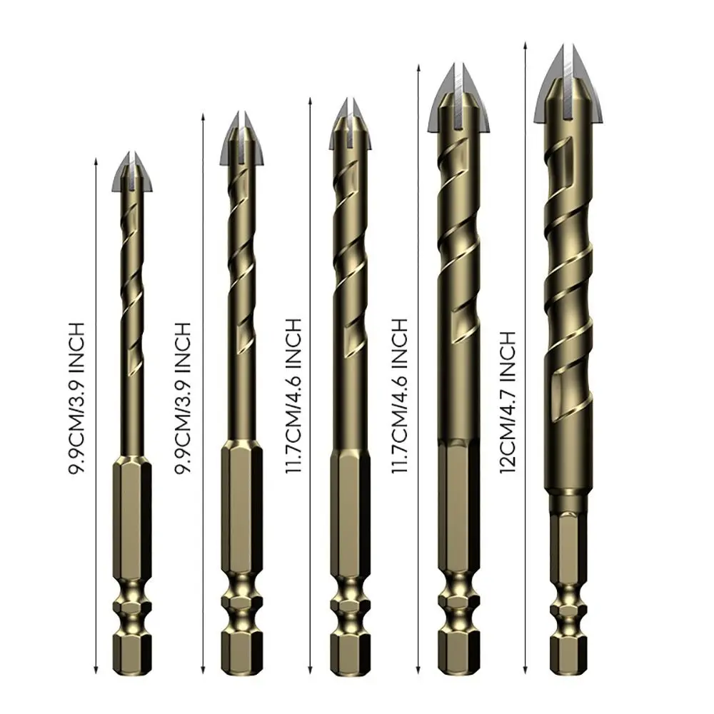 1Pcs Hole Opener Cross Hexagon Tile Drill Four-edged 3-12mm Cross Tile Drill Bit Multifunctional Concrete Drilling Tool