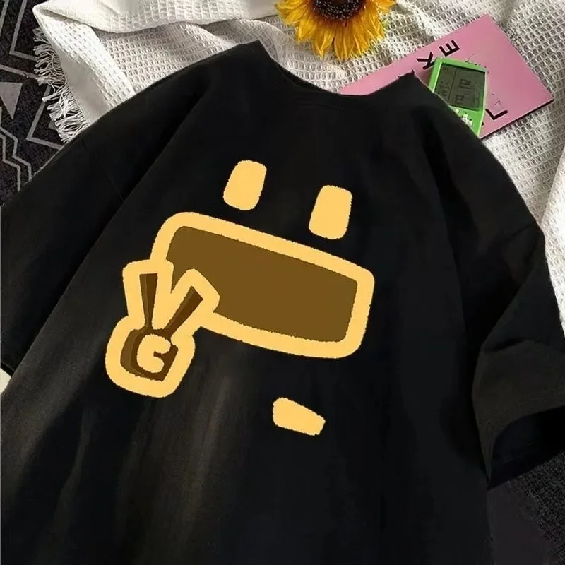 

plus Size 300 Pounds Cartoon Print round Neck Short Sleeve T-Shirt Women Summer Loose Casual Versatile Top Korean Style Commute