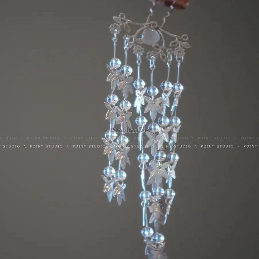 Épingle à cheveux rétro chinoise à motif de feuille d'érable pour femme, épingle à cheveux à longue frange, style ancien, accessoires Hanfu féeriques, 2025