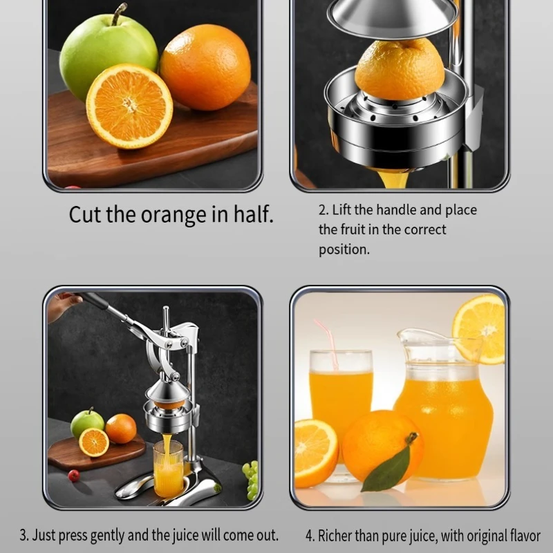 عصارة يدوية منفصلة من الفولاذ المقاوم للصدأ للاستخدام المنزلي عصير برتقال ليمون عصارة فواكه للتشغيل اليدوي للاستخدام التجاري