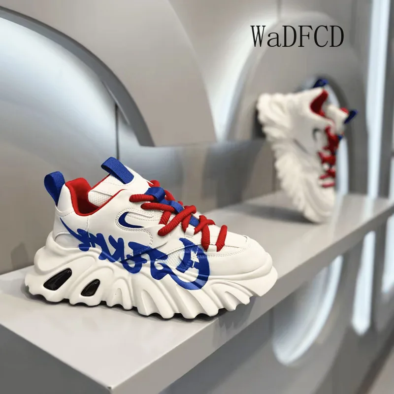 

Кроссовки на массивном каблуке, большие размеры 45, мужская дизайнерская спортивная обувь, модные повседневные теннисные туфли из микрофибры на увеличенной платформе