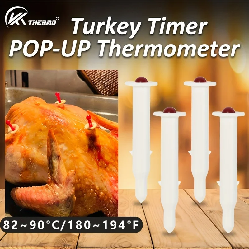 KT THERMO 2/6/12PCS Turkey Timer Pop Up Thermometer Poultry Disposable Cooking Thermometer for Turkey Chicken Meat