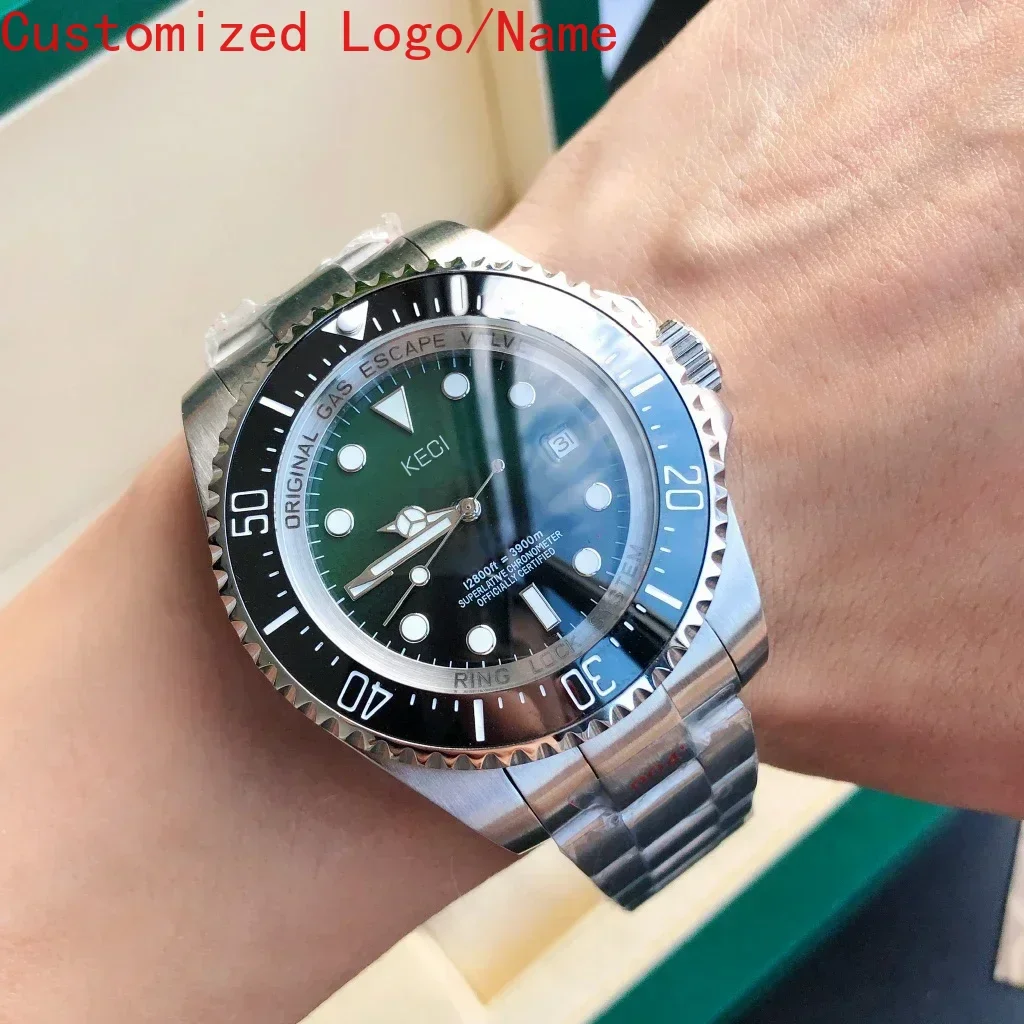 

Mens Mechanical Automatic Watch Stainless Steel Deeps Luminous Black Blue Ceramic Sapphire Luxury Watches 44mm Customzied