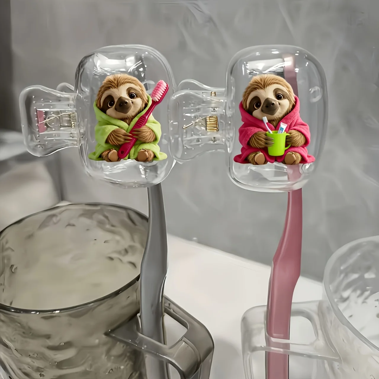 2pcs Sloth Portable Toothbrush Head Cover Must-Have Bathroom Accessory for Home and Business Travel Daily Use and Outdoor Trips