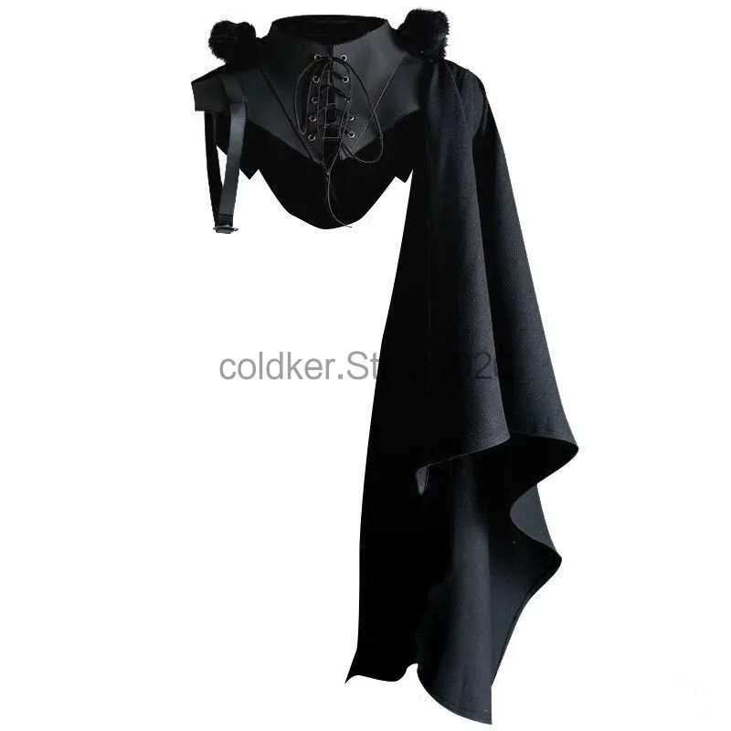 Medieval Cosplay Costume Acessórios para Homens, Capa Cavaleiro, Xale Encapuzado, Vampiro Negro, Mago do Diabo, Cruzado, Capa Punk, Adulto