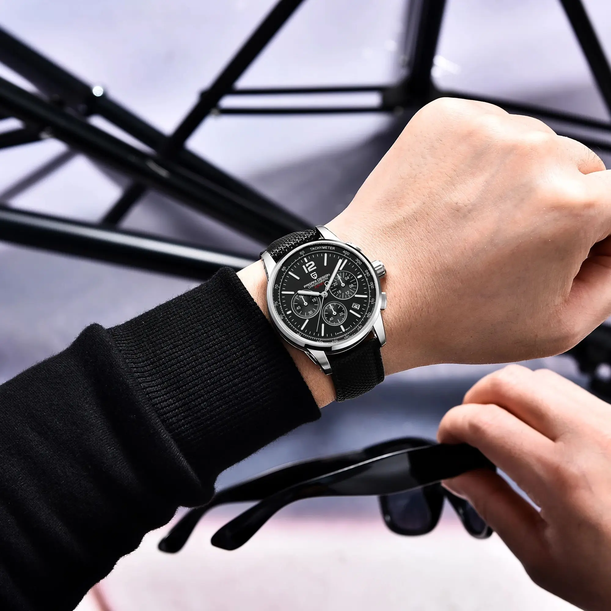 PAGANI DESIGN Men's Quartz Watch 41MM Formal Wear With Gentleman's Collection Sapphire Glass Mirror Small Three-Pin Chronograph