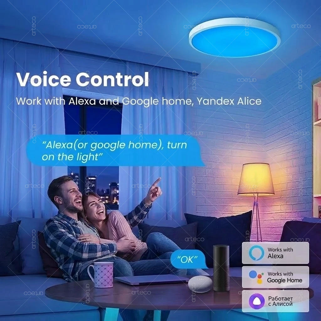 Bild 4: Tuya Zigbee Smart LED-Deckenleuchte Dimmbare Runde Deckenlampe RGB CW 24W Schlafzimmer Küche Heimdekoration Unterstützt Z2M HA Alexa