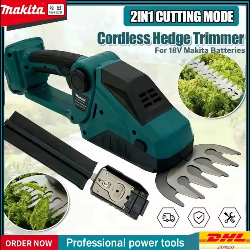 

Makita 2 in 1 Cordless Electric Hedge Trimmer and Shrub Shaper Rechargeable Handheld Garden Pruning Landscaping Tool