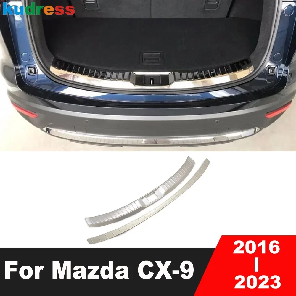 For Mazda CX9 CX-9 2016-2020 2021 2022 2023 Steel Car Rear Trunk Bumper Cover Trim Tailgate Door Sill Plate Guard Accessories