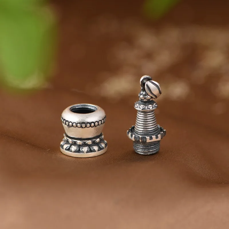 Boîte d'écriture pagode ouvrable, pendentifs bouddhistes en argent 990, boîte Gawu, bijoux bouddhistes unisexe, collier Vajra en argent thaïlandais, sans chaîne