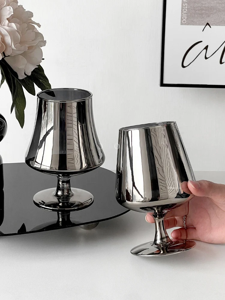 

French Light Luxury Goblet Laser Silver Glass Cup High-value Wine Glass Creative Cocktail Glass Home Coffee Cup Bar Barware
