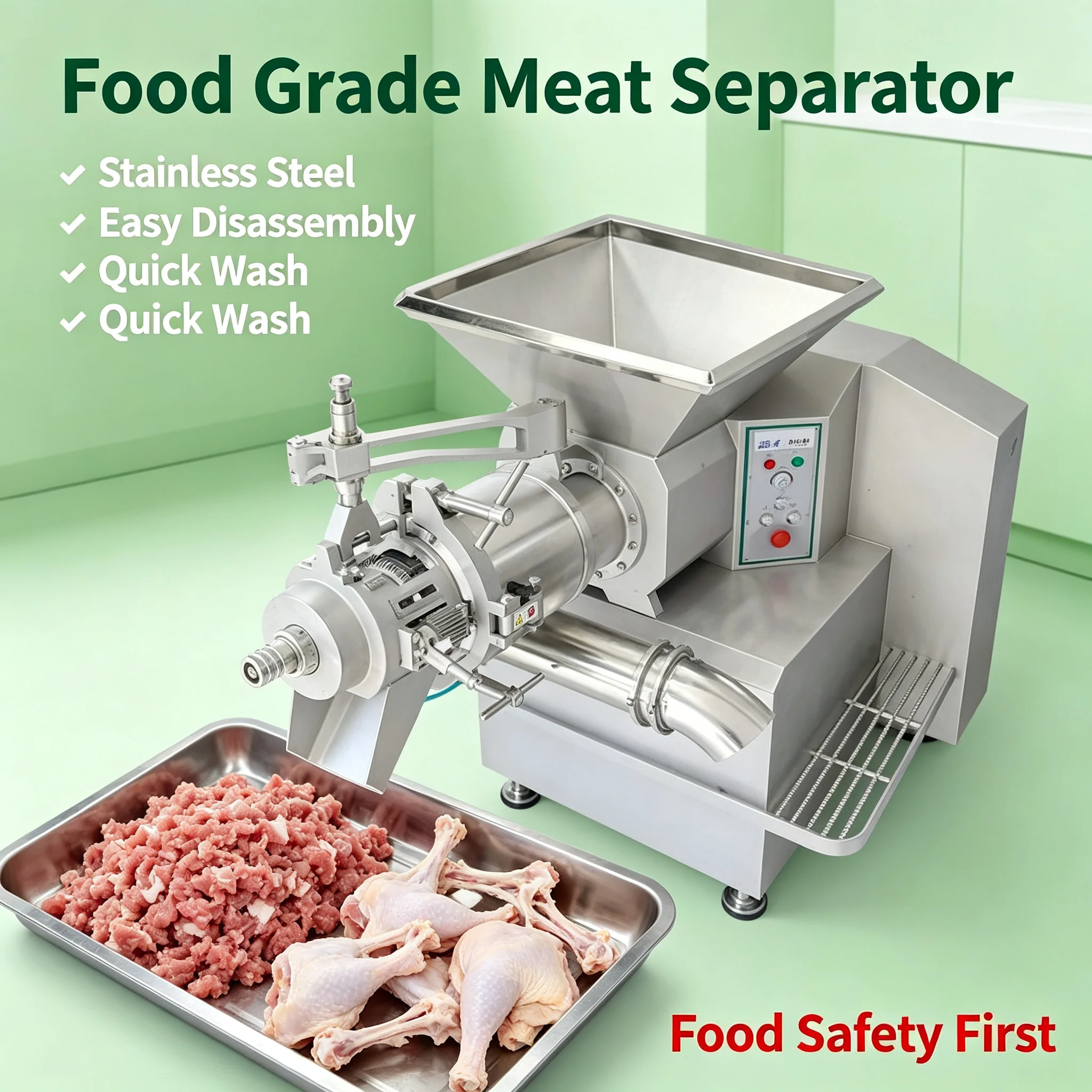 Meat And Bone Separator, Food‑Grade Stainless Steel Bone Remover for Shrimp Crab Fish Commercial Production Line Customized