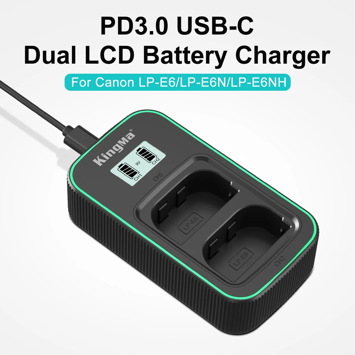 LP-E6N Charger for Canon EOS 90D 80D 70D 60D 60DA 7D Mark II 7D 6D Mark II 6D 5D Mark IV 5D Mark III 5D Mark II 5DS 5DS R R5 R6