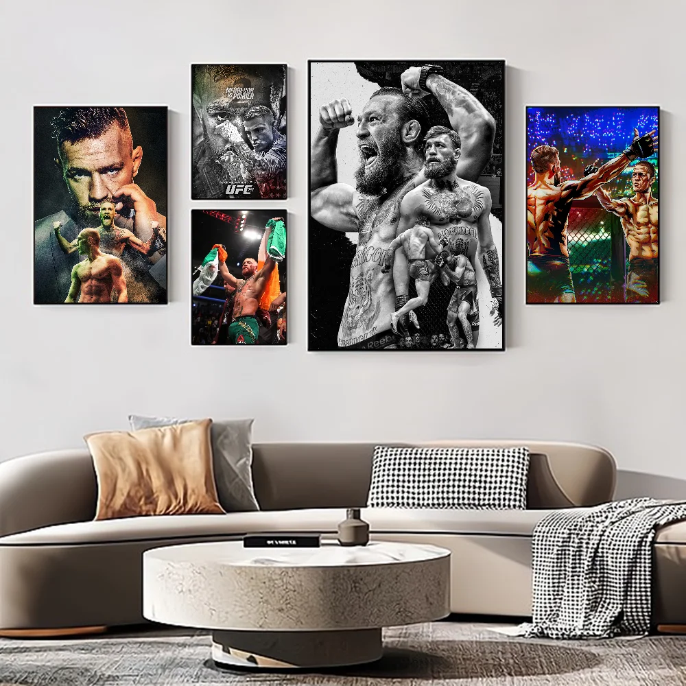 Boxers profesionales Conor McGregor, carteles Vintage brillantes, impresiones adhesivas whiteaper, carteles de ilustraciones, carteles de pared, Nate Diaz