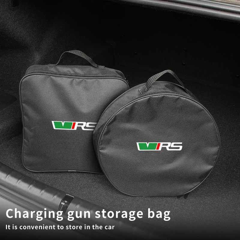 

Car Charging Gun Storage Bag Rechargeable Tools Organizer Accessories For Skoda VRS Octavia Kamiq Kodiaq Karoq RS Superb Fabia R