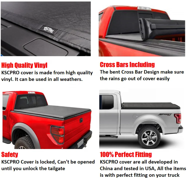 KSCPRO MANUFACTURER SOFT ROLL UP TONNEAU COVER FOR CHEVY COLORADO 5FT BED 2015-2020