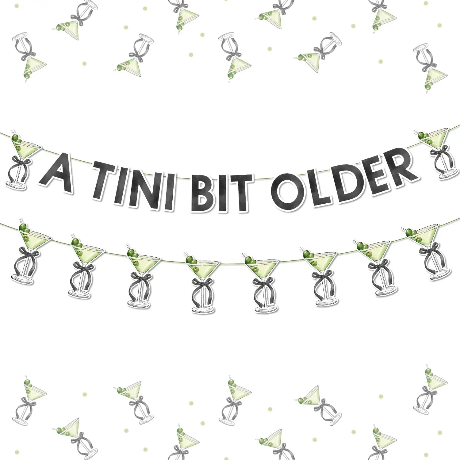 Fangleland A Tini Bit Older Banner Black Green Martini Birthday Party Decorations Women Trendy Birthday Party Decor Supplies