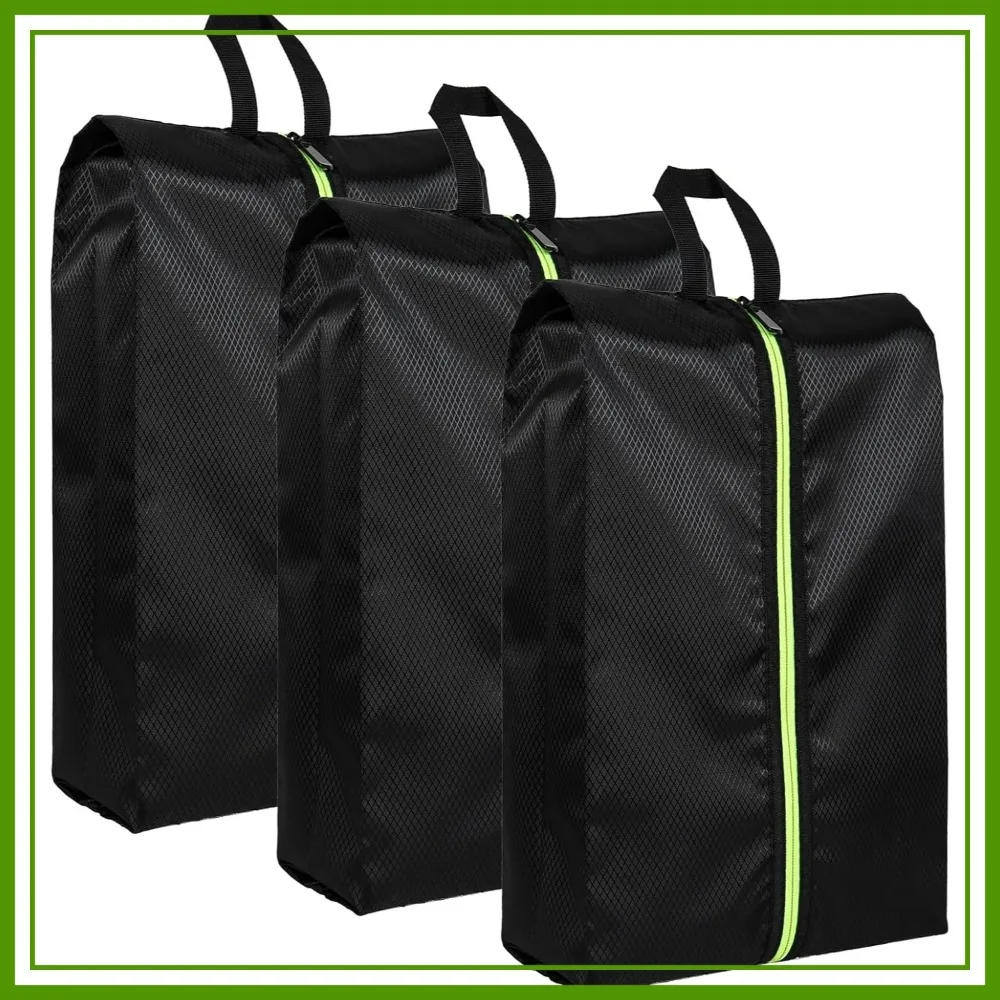 

3 Pack Large Oxford Fabric Shoe Bags for Travel - Waterproof Dustproof Storage for Men Women, Black