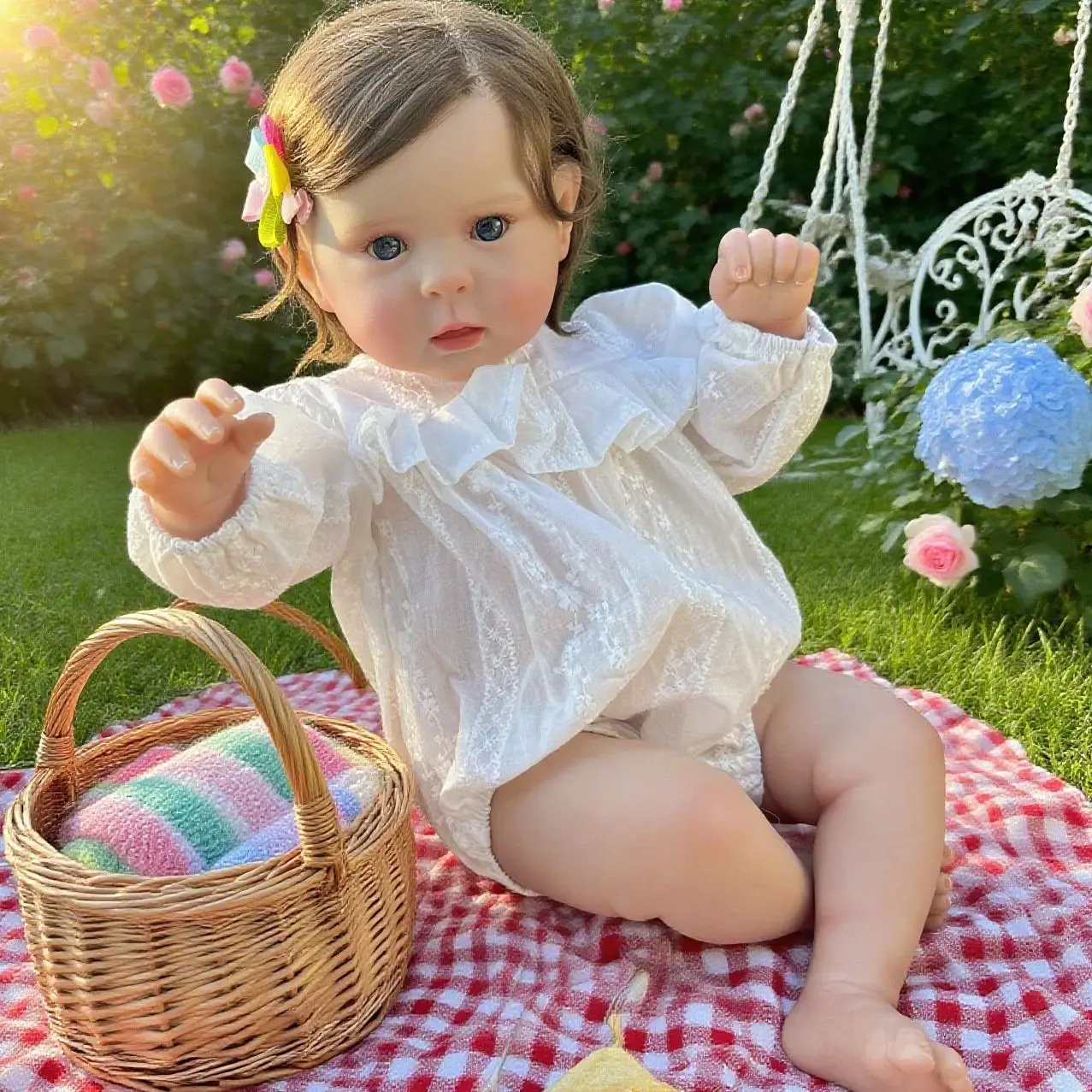 

Cloth Body 50 CM Sweet Reborn Baby Doll Toy For Girl Lifelike 3D Skin Doll with Blood Vessel Princess Toddller Birthday Gift