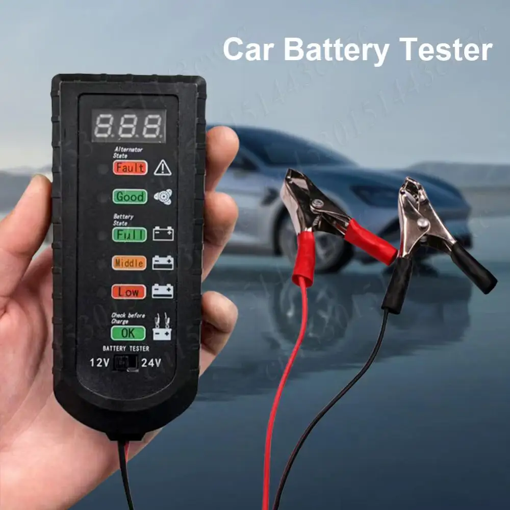 

12 В 24 В тестер автомобильного аккумулятора тестер генератора портативный цифровой автомобильный тестер нагрузки аккумулятора мотоцикла 6 светодиодный индикатор автомобильные аксессуары