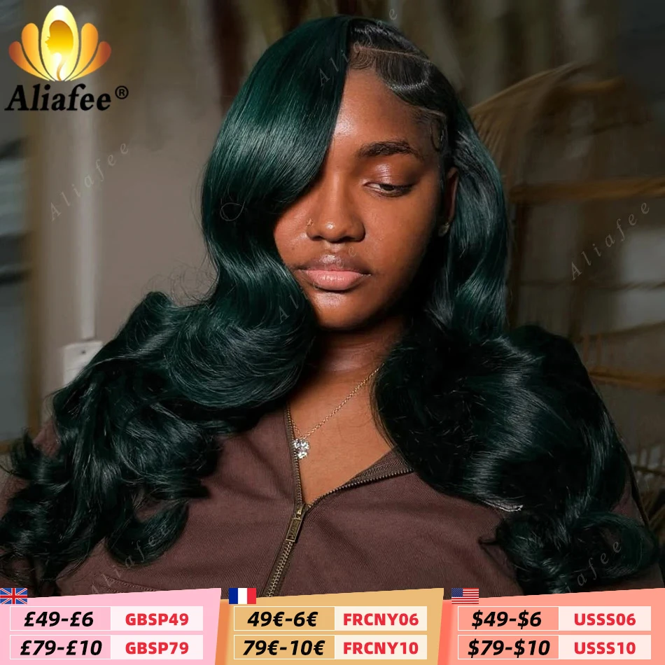 

Bottle Green Hd 5x5 Lace Closure Wigs Human Hair 200% Density for Women Black Green 13x6 Lace Frontal Colored Wigs Free Part Wig