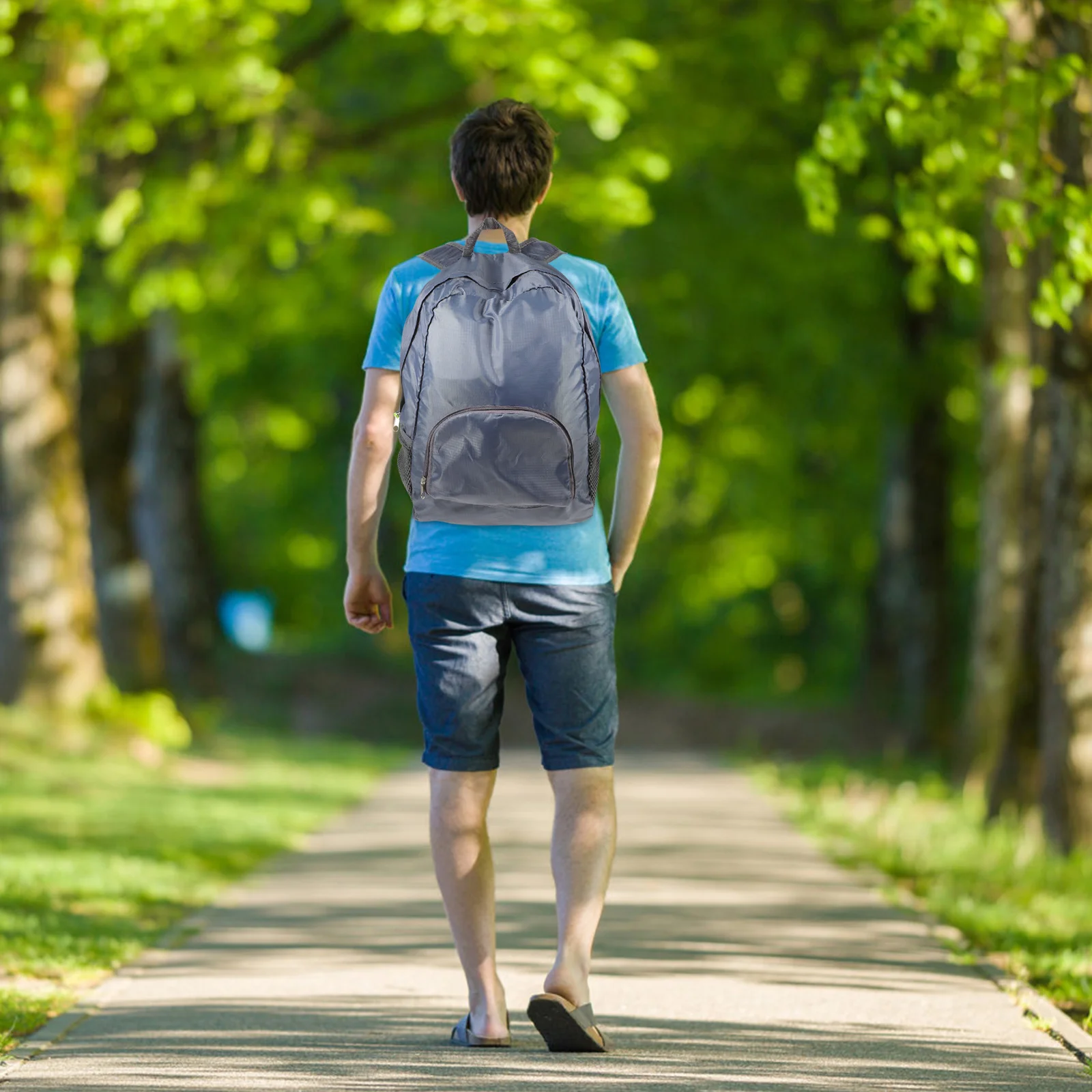 

Foldable Backpack Grey Large Capacity Waterproof Lightweight Outdoor Travel Bag Durable Sports Folding Bag For Hiking Camping