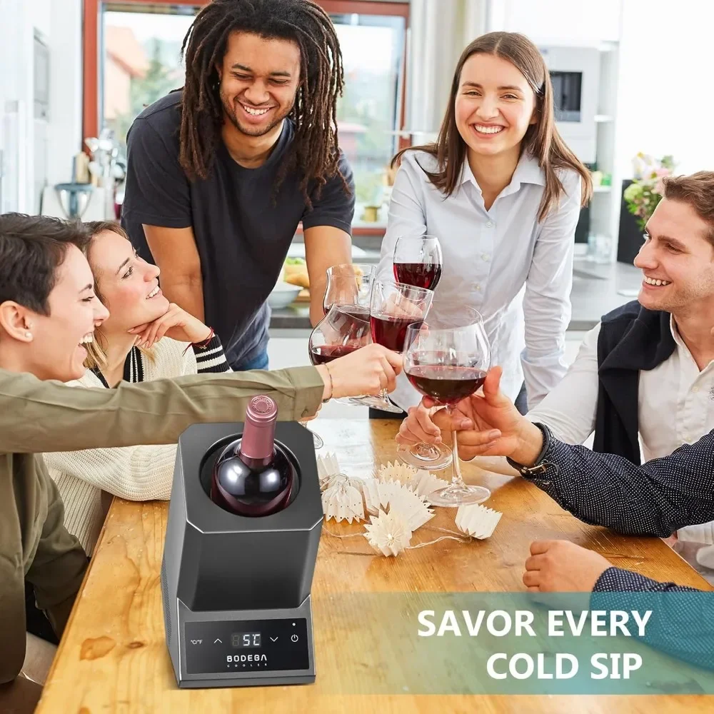 Enfriador de vino eléctrico, refrigeración Fsat, se adapta a la mayoría de las botellas individuales de 750ML, Panel de Control Digital, enfriador de vino sin hielo