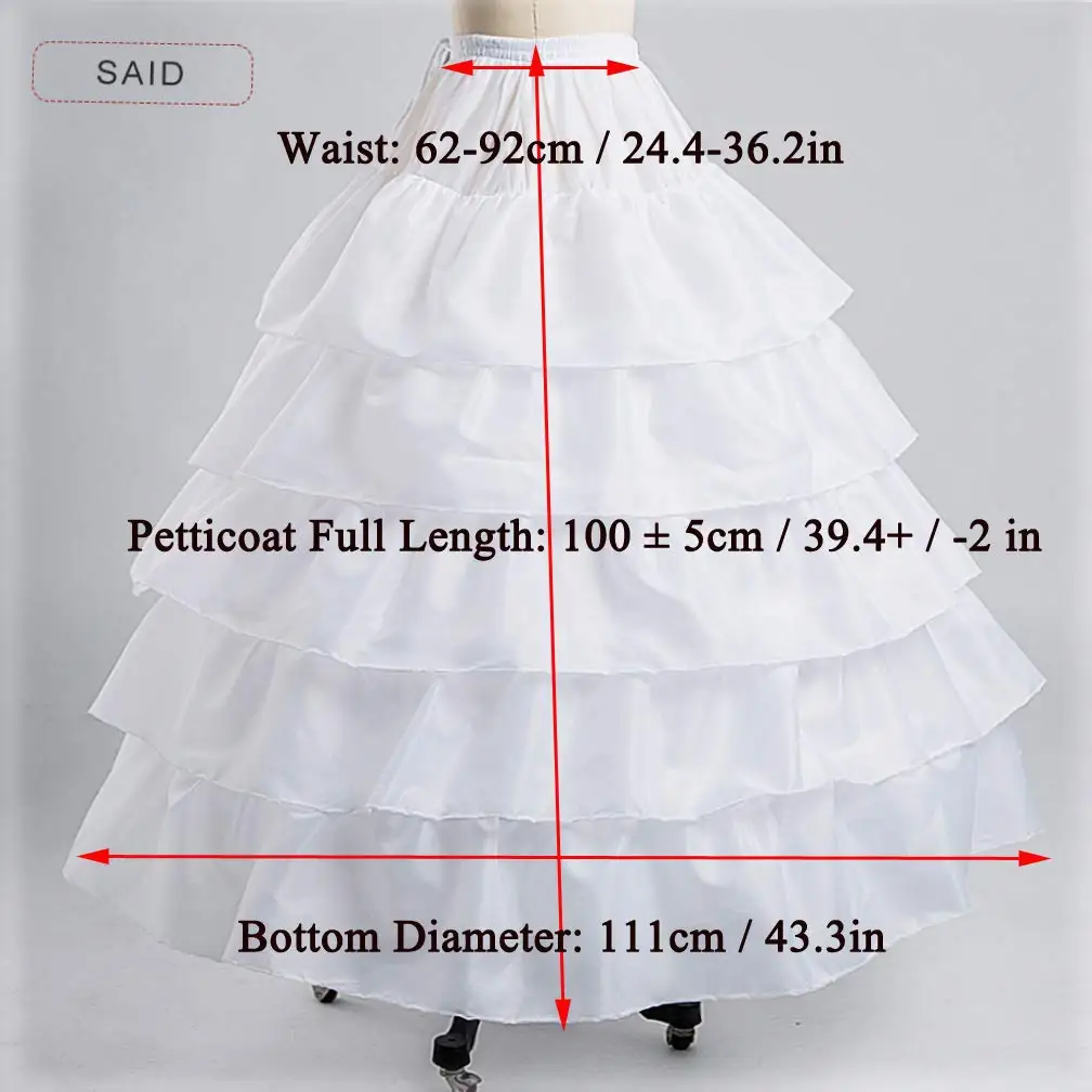Women's Petticoat 4 Hoop Petticoat Skirt Elegant Floor Length Crinoline Underskirt Slip Perfect for Weddings Bridesmaids image 4