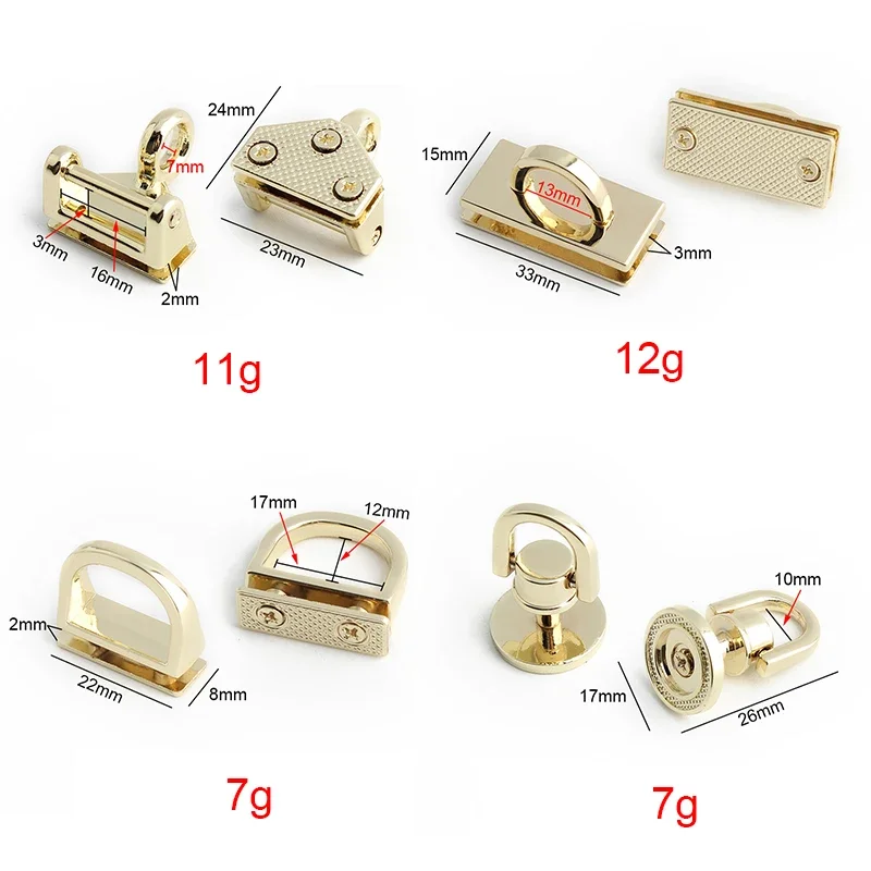 Light Gold,Gold Metal Turn Twist Locks For Leather Bags Strap Pin Buckle Spring Gate Key Chain Snap Clasp Carabiner Accessories