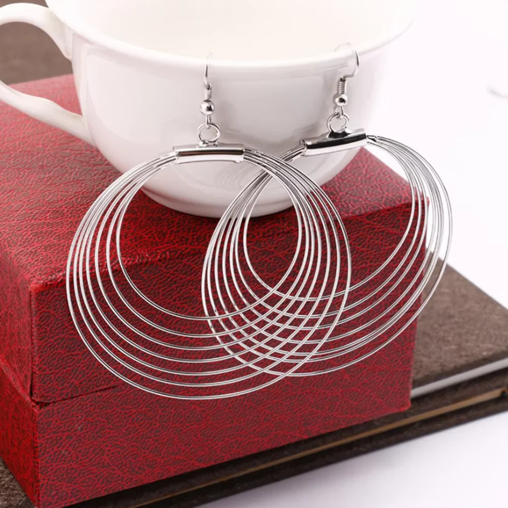 Fashion Multi-layered Big Round Geometric Pendant Earrings For Women Jewelry Accessories Bohemian Women Earring Everyday Jewelry
