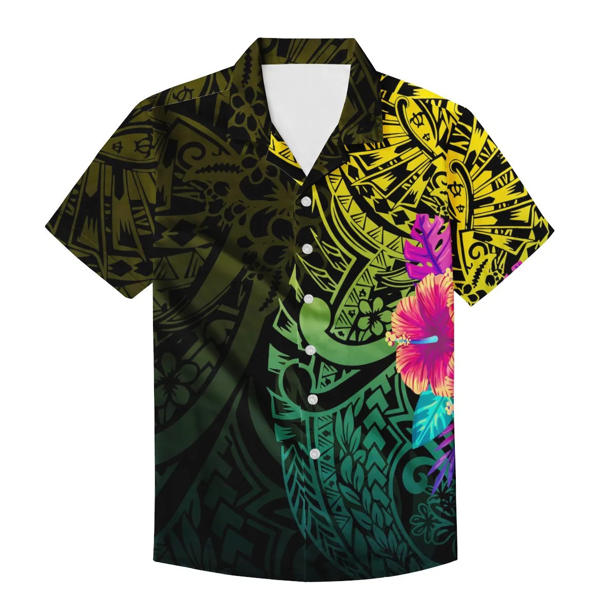 

2024 Summer Fashion Harajuku Polynesian Hawaiian Shirt Plus Size Beach Button Short Sleeve Casual Loose Tee Blusa Masculina