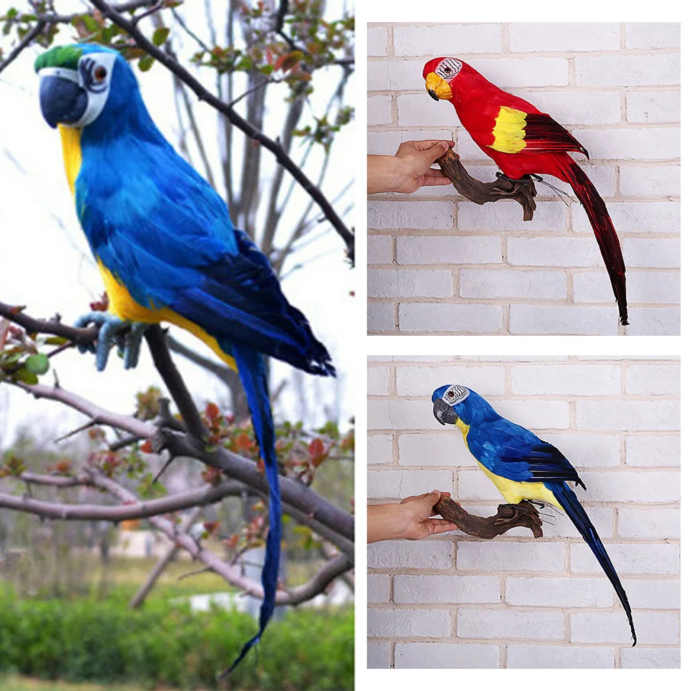 Simulation Fake Artificial Parrot Feather Bird 45cm Foam Red Blue Budgie Home Garden Decoraction