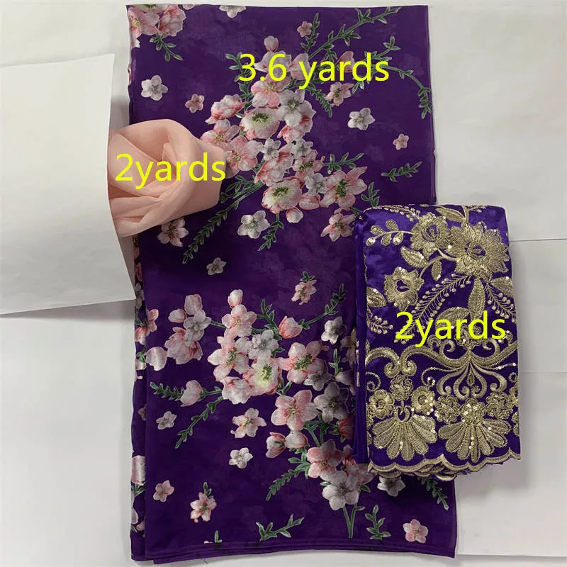 

Best High quality 2+3.6+2 yards 3 Piece Suit Silk Fabric new arrivals African silk George fabric for women Dress.