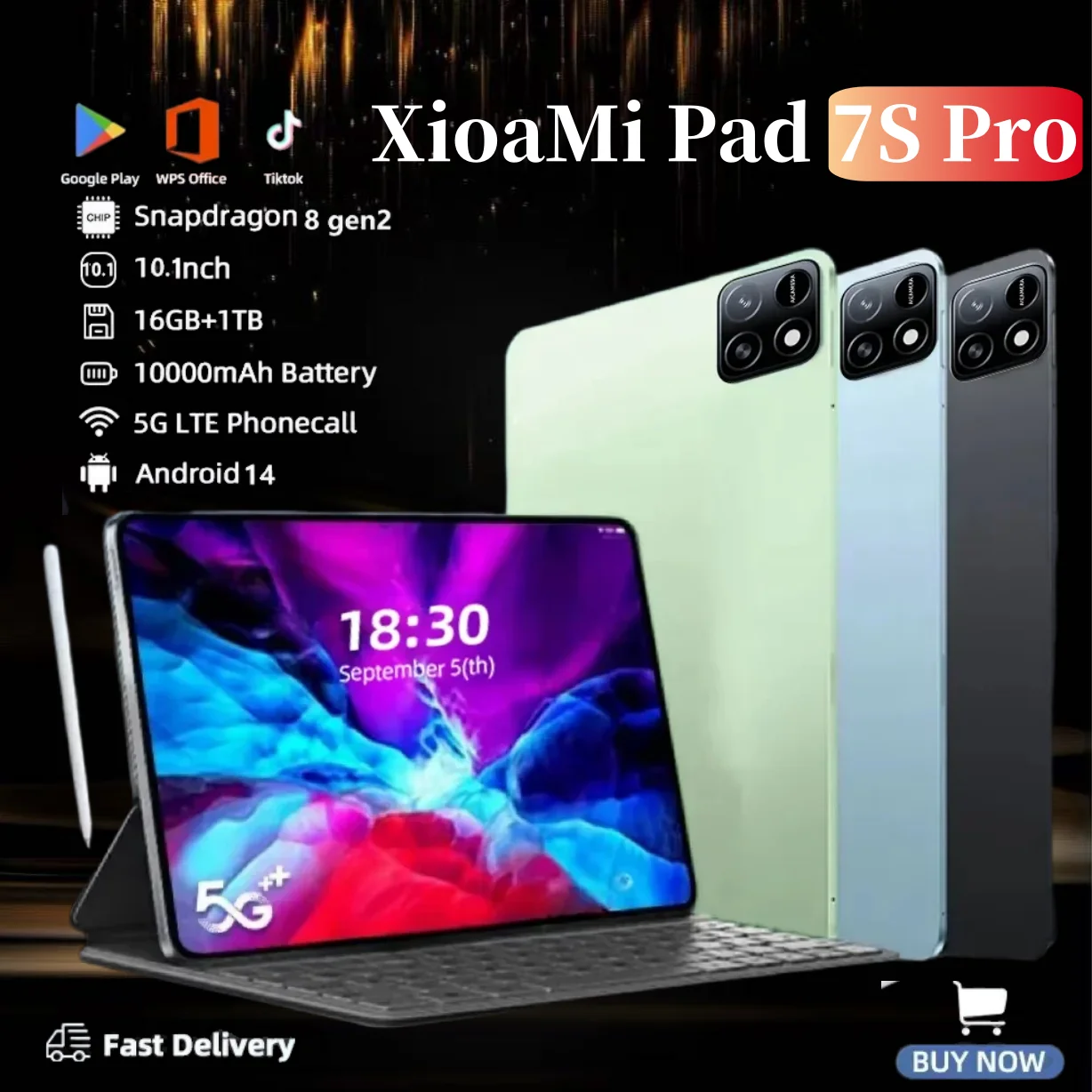 XioaMI Pad 7S Pro Tab Android14 2025 Origin Global Version 5G Snapdragon 8Gen2 16GB+1TB GPS WiFi Dual SIM Google Play Tablet PC