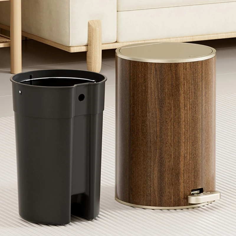 Trash Can Contemporary Grained Waste Container with Lid Complements Robust Construction For Everyday Needs D2RD