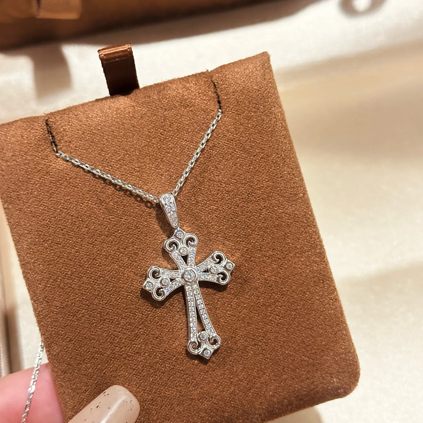 100% 925 Sterling Silver Pave AAA Zirconia Retro Patterns Cross Necklaces For Women Fine Jewelry