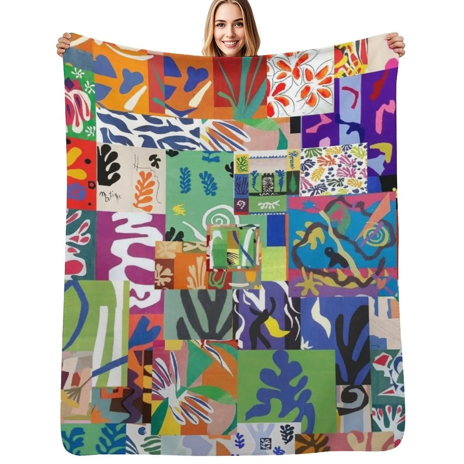 Henri Matisse Cutouts Throw Blanket Blankets Sofas Of Decoration Flannel Plush blankets and throws Soft Plaid Beach Blankets