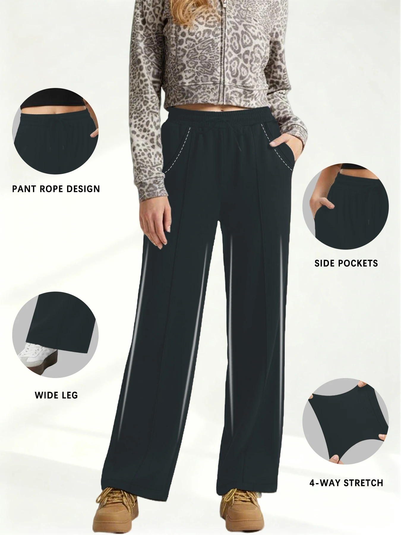 

Womens Wide Leg Sweatpants with Pockets High Waisted Loose Fit Athletic Sweatpants